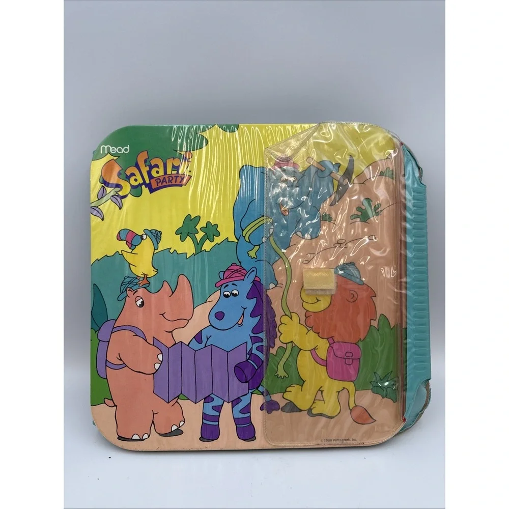 Safari Party Jr Organizer Binder Collectible Mead Corp School Used Vintage‎ 1989